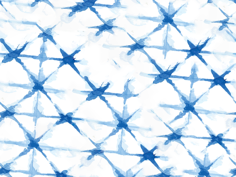  手绘蓝色水彩蜡染扎染印花布纹126 