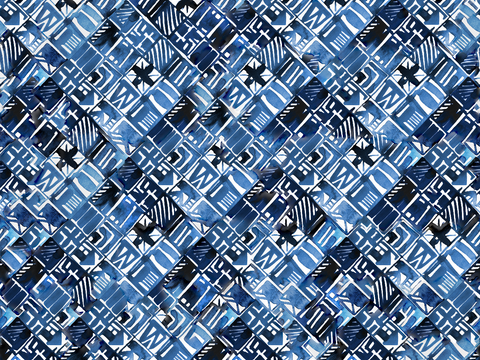  青色靛蓝水彩扎染蜡染布纹纹理12 