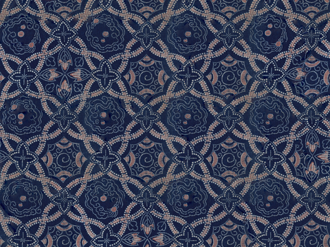 复古蓝印花传统蓝色印染印花布纹19