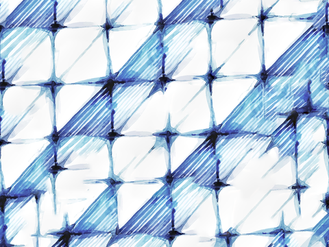  手绘蓝色水彩蜡染扎染印花布纹80 