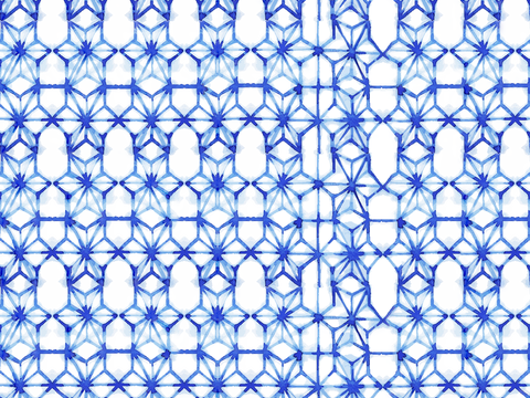  手绘蓝色水彩蜡染扎染印花布纹20 