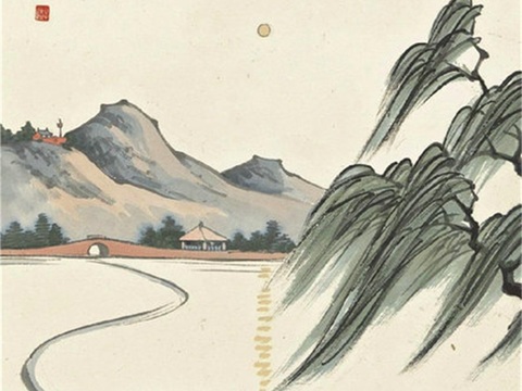 丰子恺水墨绘画作品，写意水墨画，水墨风漫画118