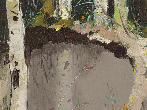  吴冠中绘画作品，写意水墨画，近现代水墨画，写意江南古镇水墨画 