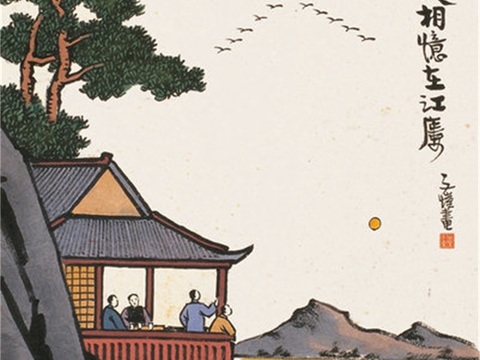  丰子恺水墨绘画作品，写意水墨画，水墨风漫画135 