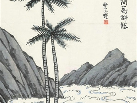  丰子恺水墨绘画作品，写意水墨画，水墨风漫画4 