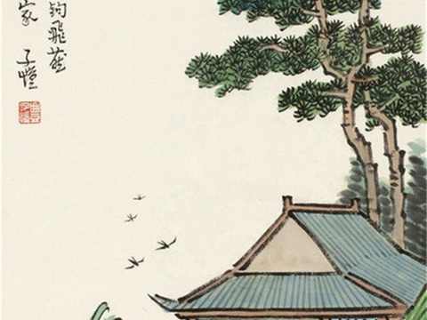  丰子恺水墨绘画作品，写意水墨画，水墨风漫画60 