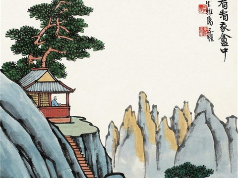  丰子恺水墨绘画作品，写意水墨画，水墨风漫画11 