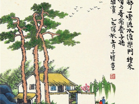  丰子恺水墨绘画作品，写意水墨画，水墨风漫画63 