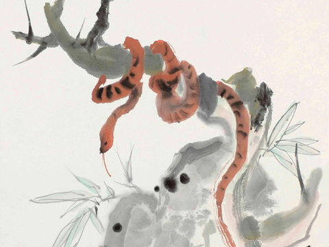  吴冠中绘画作品，写意水墨画，近现代水墨画，写意江南古镇水墨画 