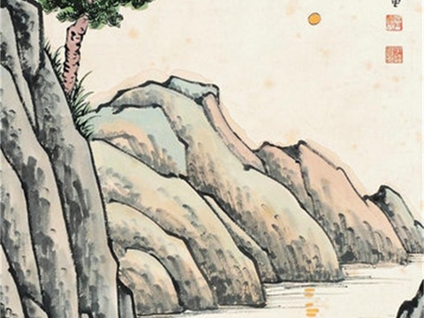 丰子恺水墨绘画作品，写意水墨画，水墨风漫画16