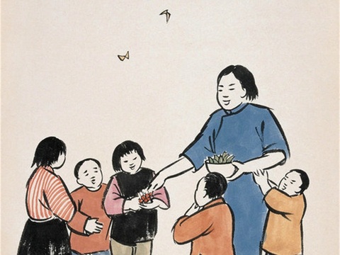  丰子恺水墨绘画作品，写意水墨画，水墨风漫画109 