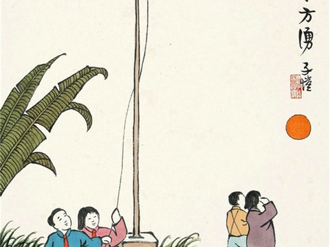  丰子恺水墨绘画作品，写意水墨画，水墨风漫画19 