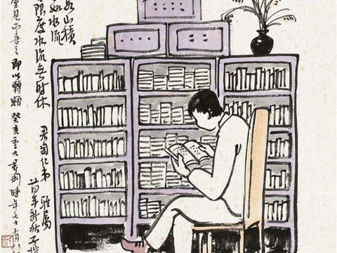  丰子恺水墨绘画作品，写意水墨画，水墨风漫画40 