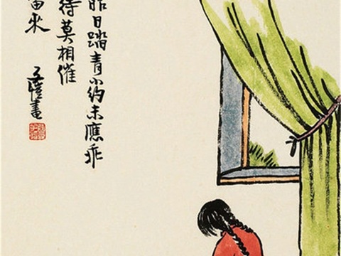  丰子恺水墨绘画作品，写意水墨画，水墨风漫画53 