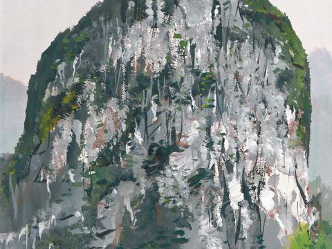  吴冠中绘画作品，写意水墨画，近现代水墨画，写意江南古镇水墨画 