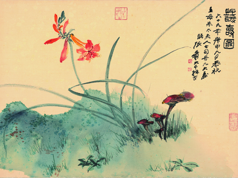 张大千绘画作品，中国近现代水墨画，写意水墨画纸本