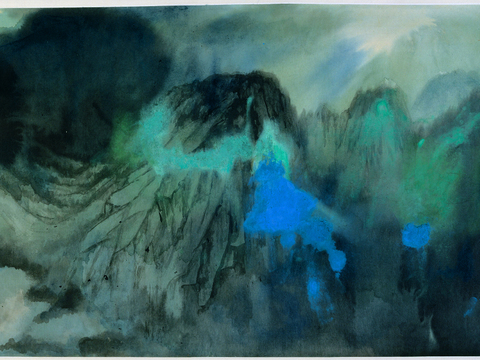  张大千绘画作品，中国近现代水墨画，写意水墨画99 