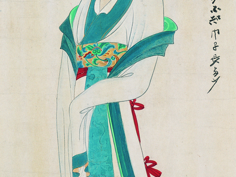 张大千绘画作品，中国近现代水墨画，写意水墨画 人物图