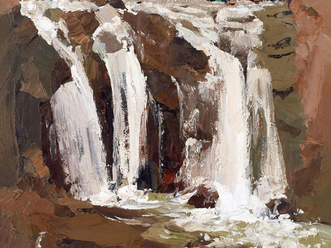 吴冠中绘画作品，写意水墨画，近现代水墨画，写意江南古镇水墨画