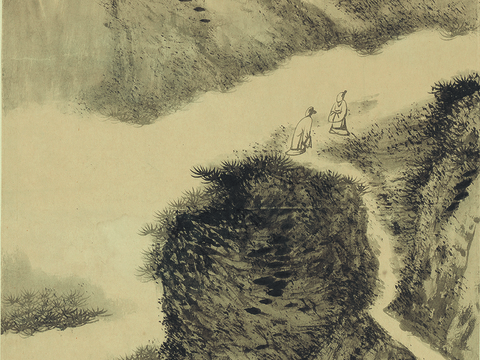 张大千绘画作品，中国近现代水墨画，写意水墨画仿王蒙春山图