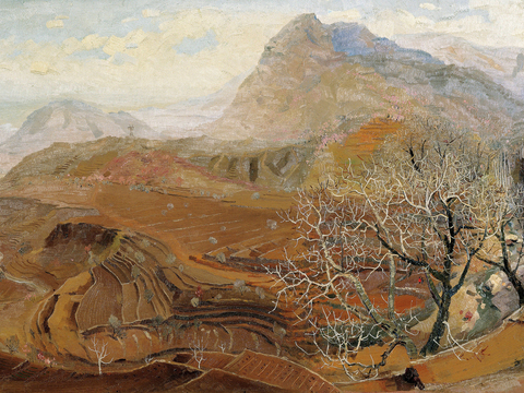  吴冠中绘画作品，写意水墨画，近现代水墨画，写意江南古镇水墨画 