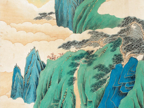 张大千绘画作品，中国近现代水墨画，写意水墨画山水系列  (3