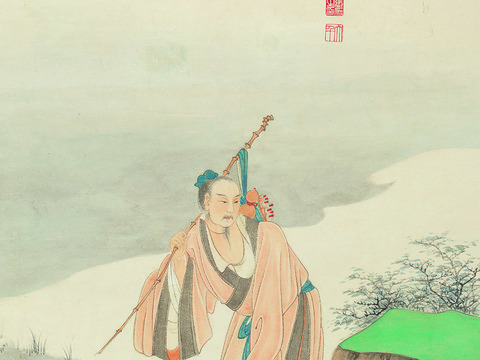 张大千绘画作品，中国近现代水墨画，写意水墨画仗经图纸本