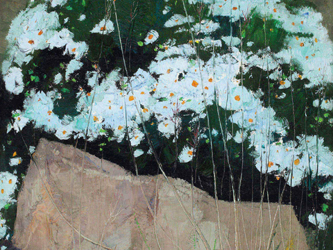  吴冠中绘画作品，写意水墨画，近现代水墨画，写意江南古镇水墨画 