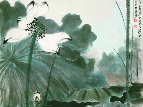 张大千绘画作品，中国近现代水墨画，写意水墨画7