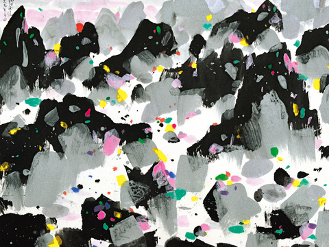 吴冠中绘画作品，写意水墨画，近现代水墨画，写意江南古镇水墨画