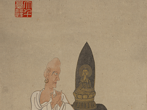 张大千绘画作品，中国近现代水墨画，写意水墨画无量寿佛