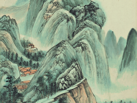  张大千绘画作品，中国近现代水墨画，写意水墨画95 