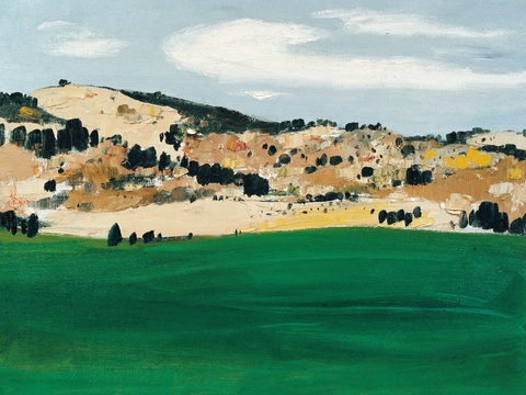  吴冠中绘画作品，写意水墨画，近现代水墨画，写意江南古镇水墨画 