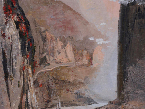  吴冠中绘画作品，写意水墨画，近现代水墨画，写意江南古镇水墨画 