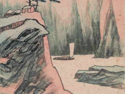 张大千绘画作品，中国近现代水墨画，写意水墨画仿石涛山水