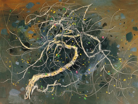  吴冠中绘画作品，写意水墨画，近现代水墨画，写意江南古镇水墨画 