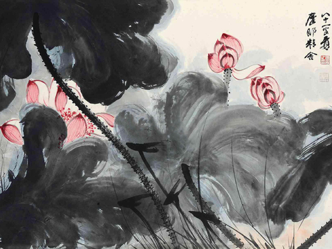 张大千绘画作品，中国近现代水墨画，写意水墨画58