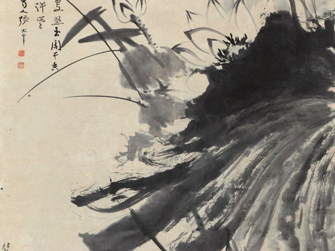  张大千绘画作品，中国近现代水墨画，写意水墨画64 