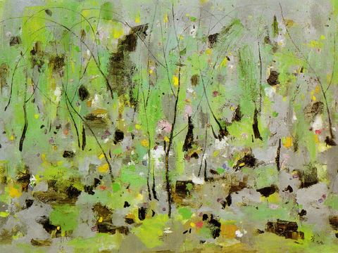  吴冠中绘画作品，写意水墨画，近现代水墨画，写意江南古镇水墨画 