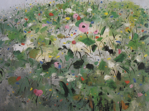 吴冠中绘画作品，写意水墨画，近现代水墨画，写意江南古镇水墨画