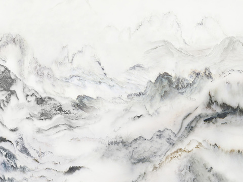 现代新中式山水大理石 白色山水纹理大理石