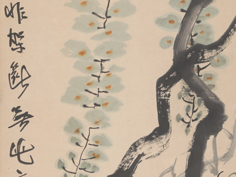 齐白石写意水墨画，近现代水墨画 条屏 34×136