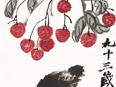 齐白石写意水墨画，近现代水墨画-平安多利图 修 39x101