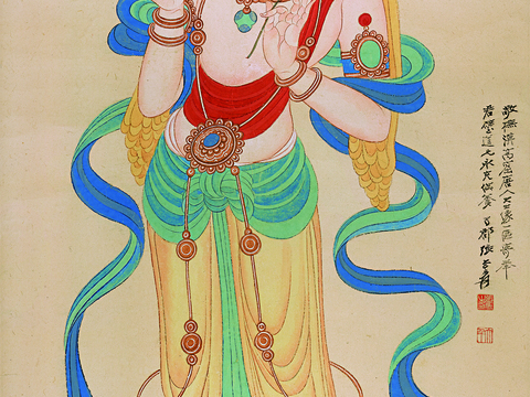 张大千绘画作品，中国近现代水墨画，写意水墨画－莫高窟观音大士