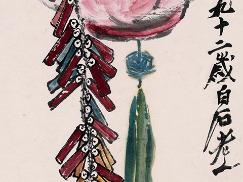 齐白石写意水墨画，近现代水墨画 报道平安-9800 34X1