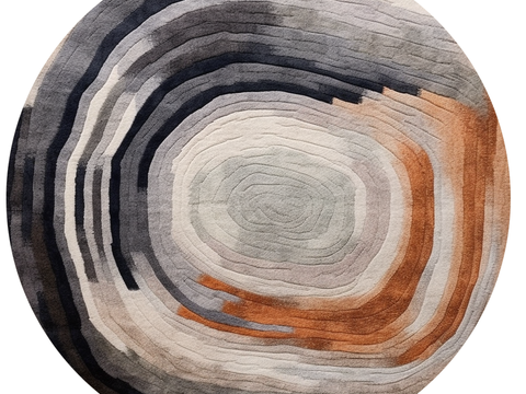 现代轻奢毛绒圆形地毯贴图