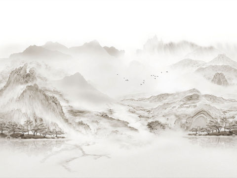 烟雨江南山水纹理大理石岩板