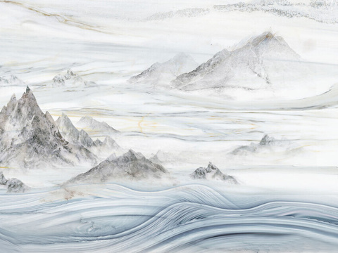 中式轻奢山水大理石 山脉风景大理石贴图