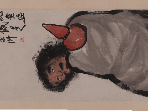 齐白石写意水墨画，近现代水墨画 铁拐李 40x167