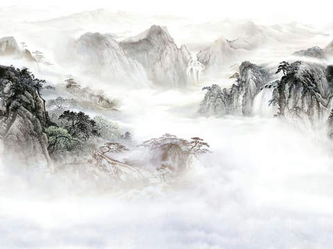 中式轻奢山水大理石 山脉风景大理石贴图